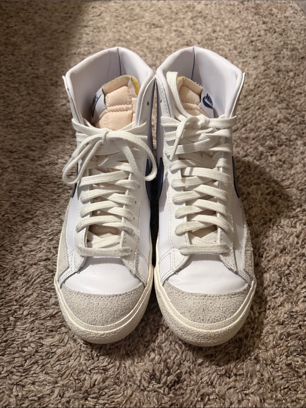Nike White High-Top Sneakers with Cream Suede Accents